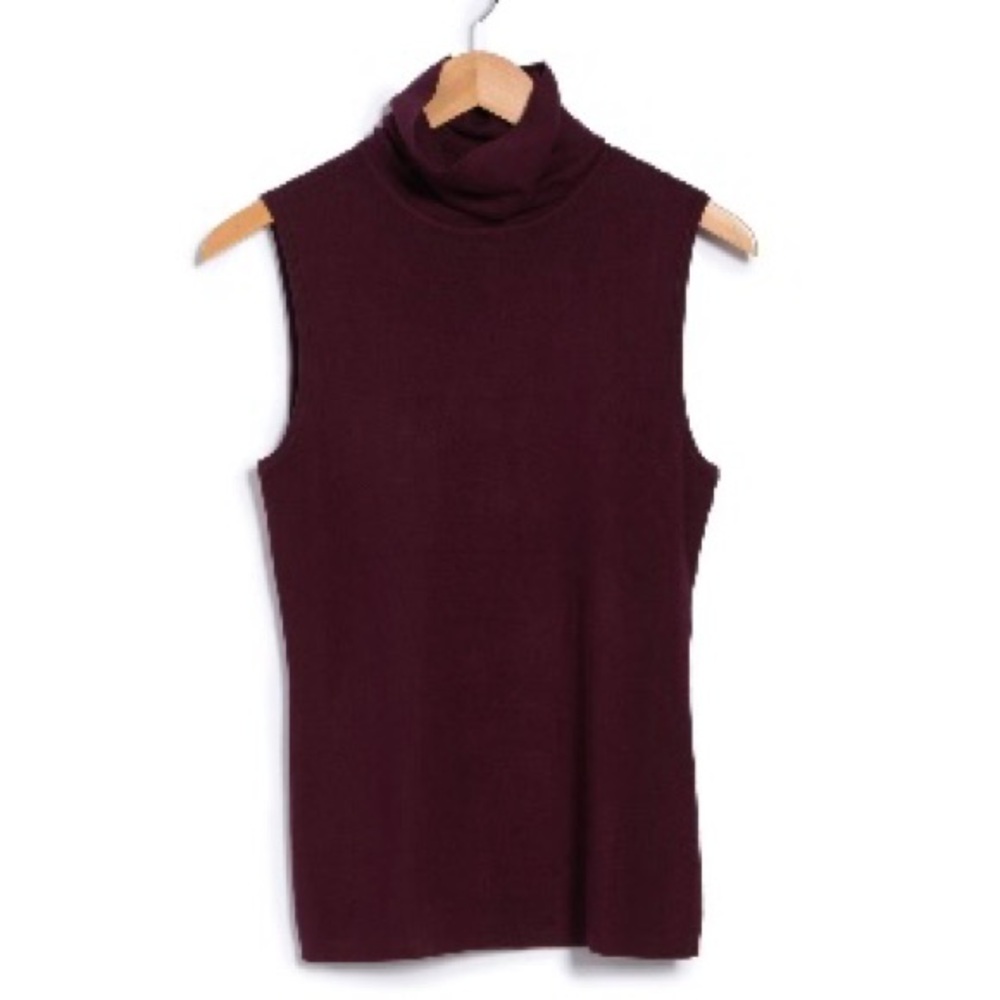 CYRUS Nordstrom Maroon Plum “Ancho Chile” Sleeveless Turtleneck Sweater XS / S